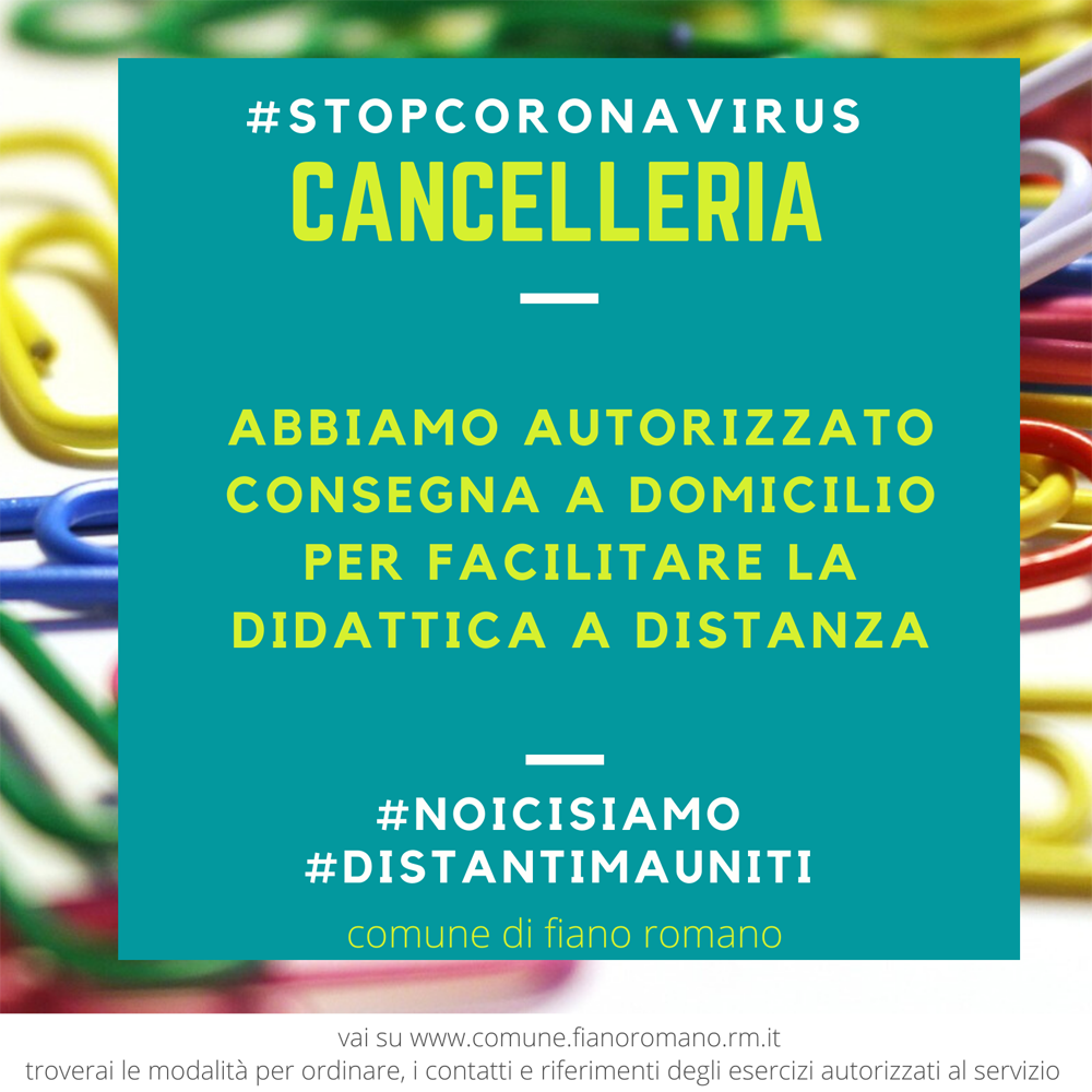 CANCELLERIA | Parte il servizio consegna a domicilio