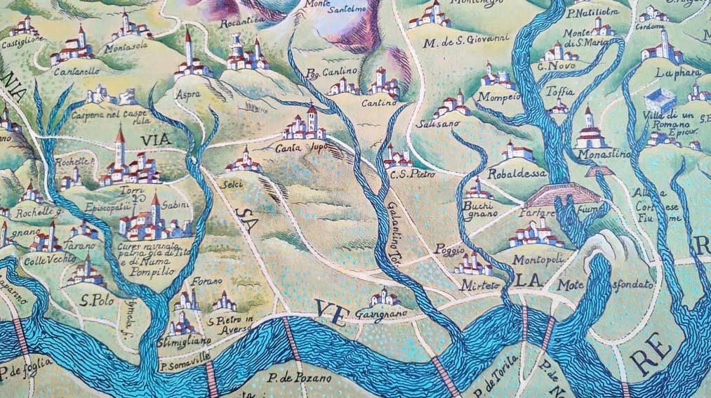 mappa geografica della sabina con i castelli